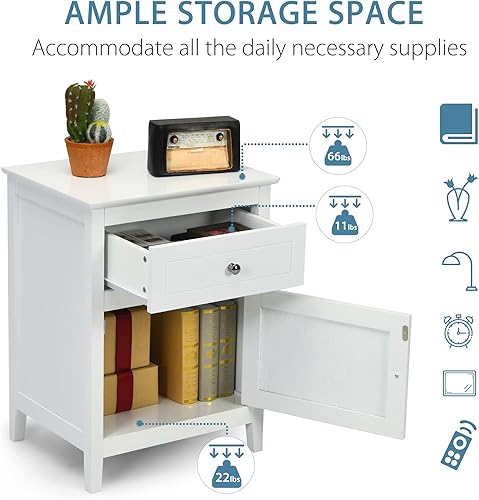 Miniatura 6 de Giantex Mesa auxiliar de madera con estante, mesa auxiliar de almacenamiento de 2 niveles, mesa auxiliar para sala de estar, dormitorio, mesa