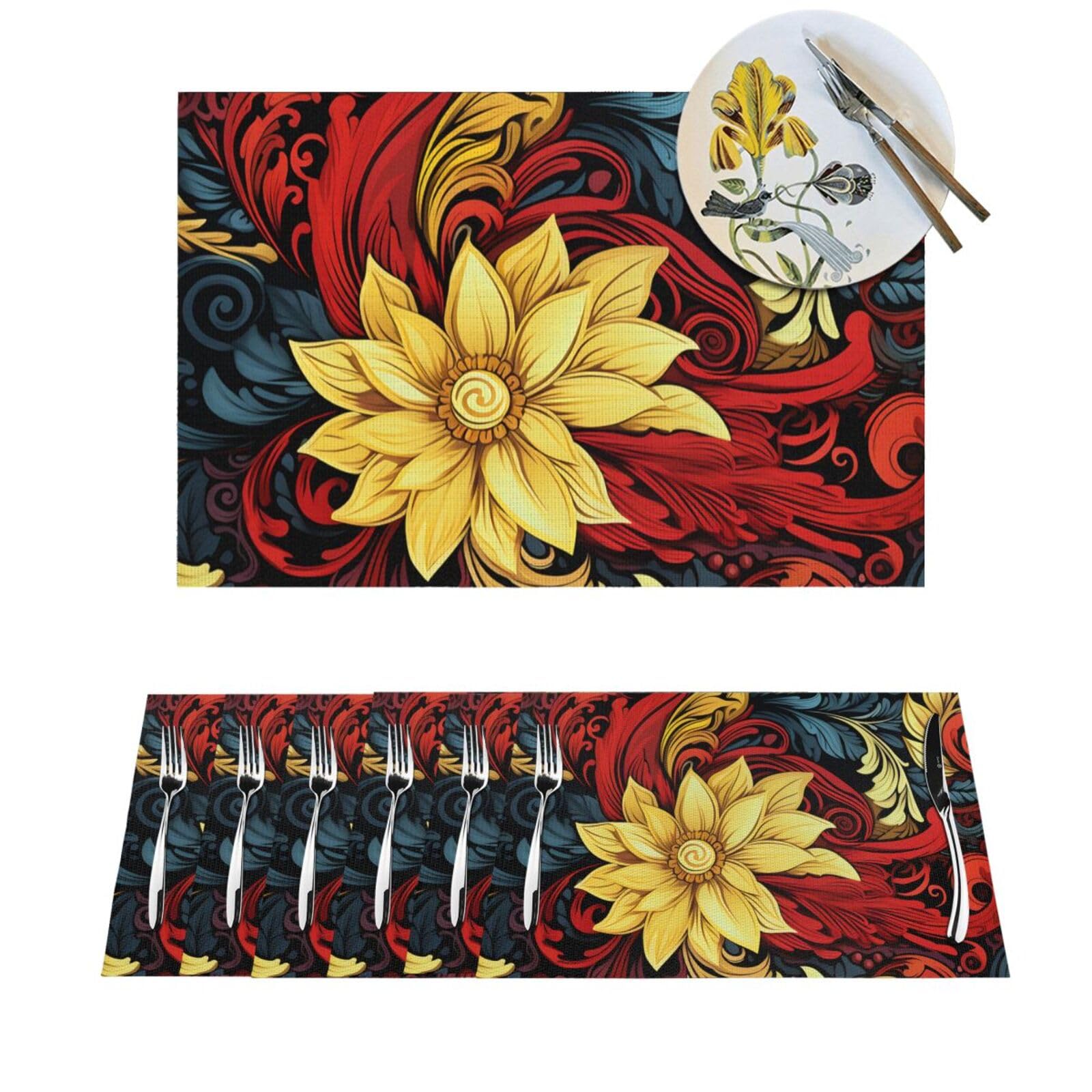 Sets de table lavables en PVC fini les taches et les glissades lot de 6 résistants à la chaleur