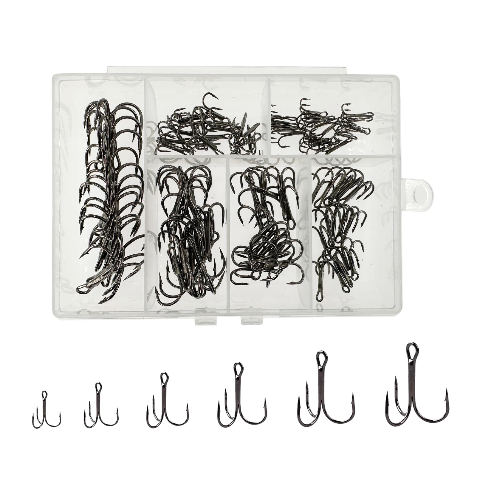 Afmivs Treble Fishing Hooks Freshwater Saltwater, 100pcs Treble Hooks for Lures, 6sizes F…