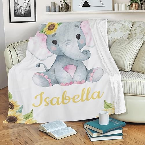 Miniatura 41 de Manta de bebé personalizada con nombre, mantas de bebé de elefante personalizadas para niñas, regalos de bebé, productos para bebés, mantas súper