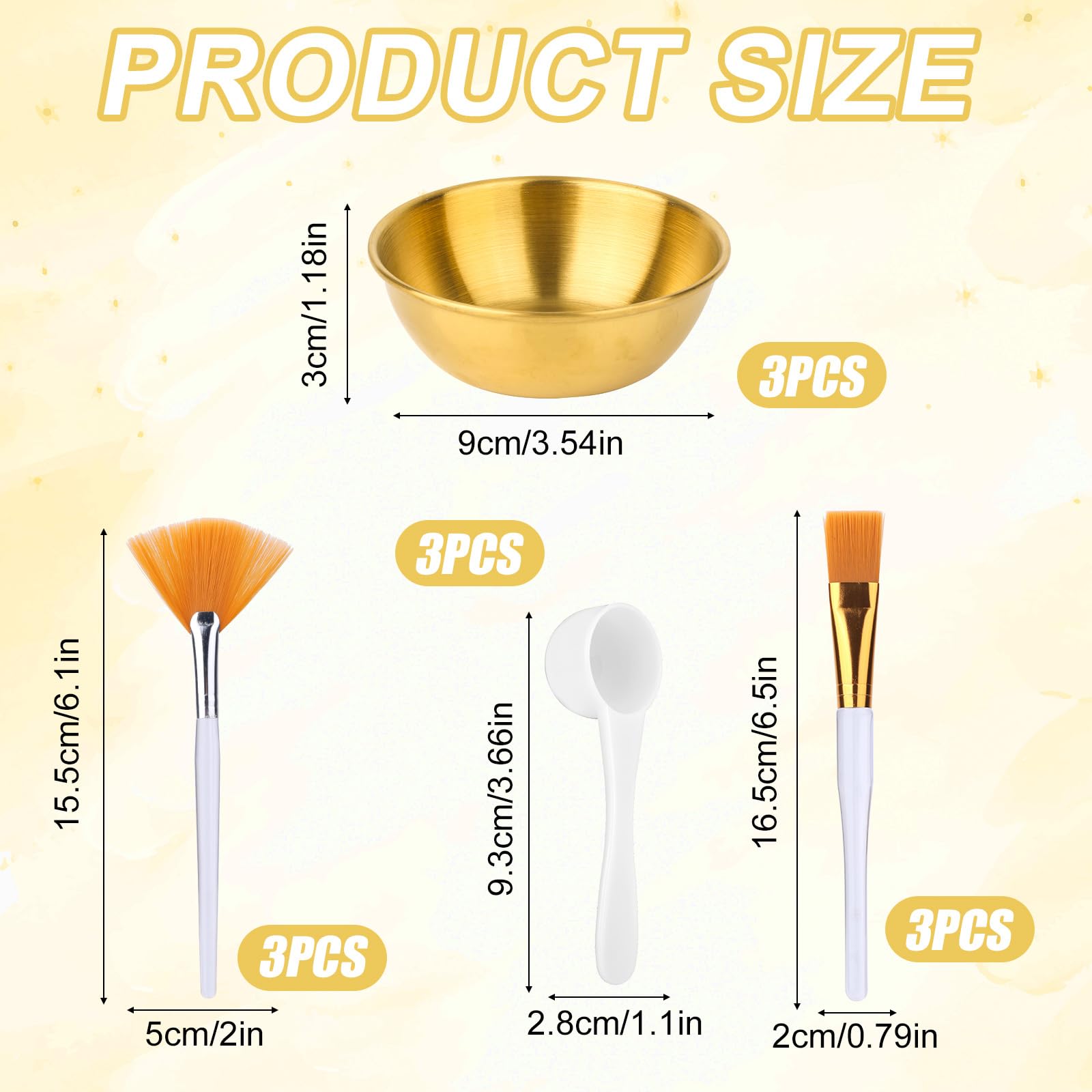 12pcs Esthetician Supplies for Facials Set Including 3 Facial Bowls, 3 Fan Brushes - Image 2