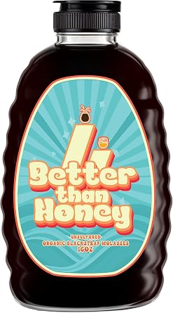 Better Than Honey Organic Blackstrap Molasses 10 fl oz 16oz weight Unsulphured Natural Sweetener with Rich Flavor for Baking, Coffee, Smoothies, Pancakes & Everyday Kitchen Use