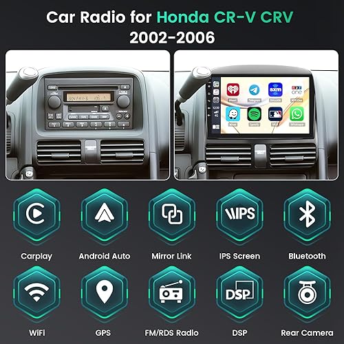 Miniatura 33 de Estéreo de coche Android 15 para radio Honda CRV 2002-2006, [2+64G] Hikity de 9 pulgadas con pantalla táctil estéreo inalámbrico Carplay Android