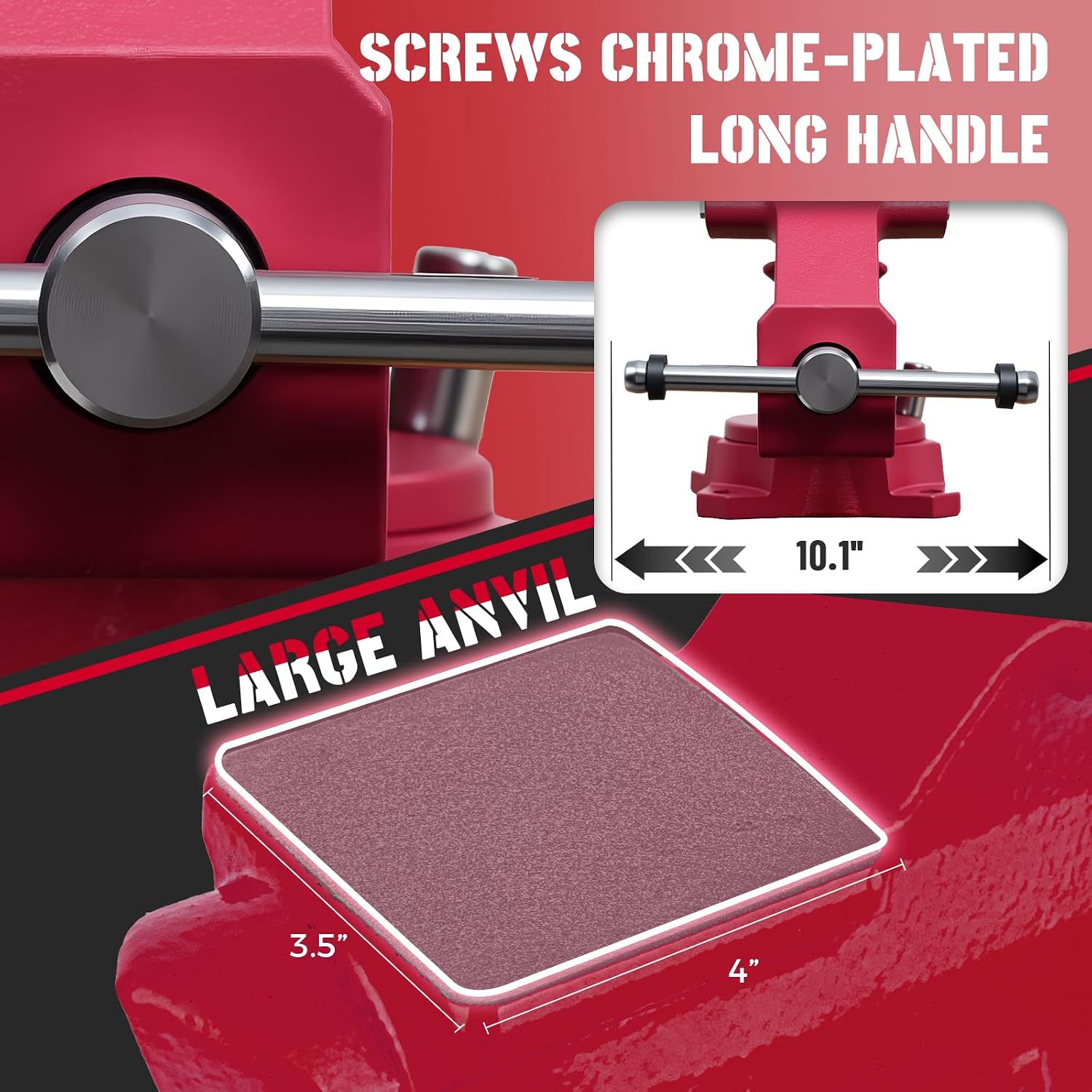8" Bench Vise, 7.5" Jaw Opening, 210° Swivel Base, Large Capacity Cast Iron Vise with Anvil & Multi-Jaw Design for Workshop, Home, DIY & Repair (RD80)