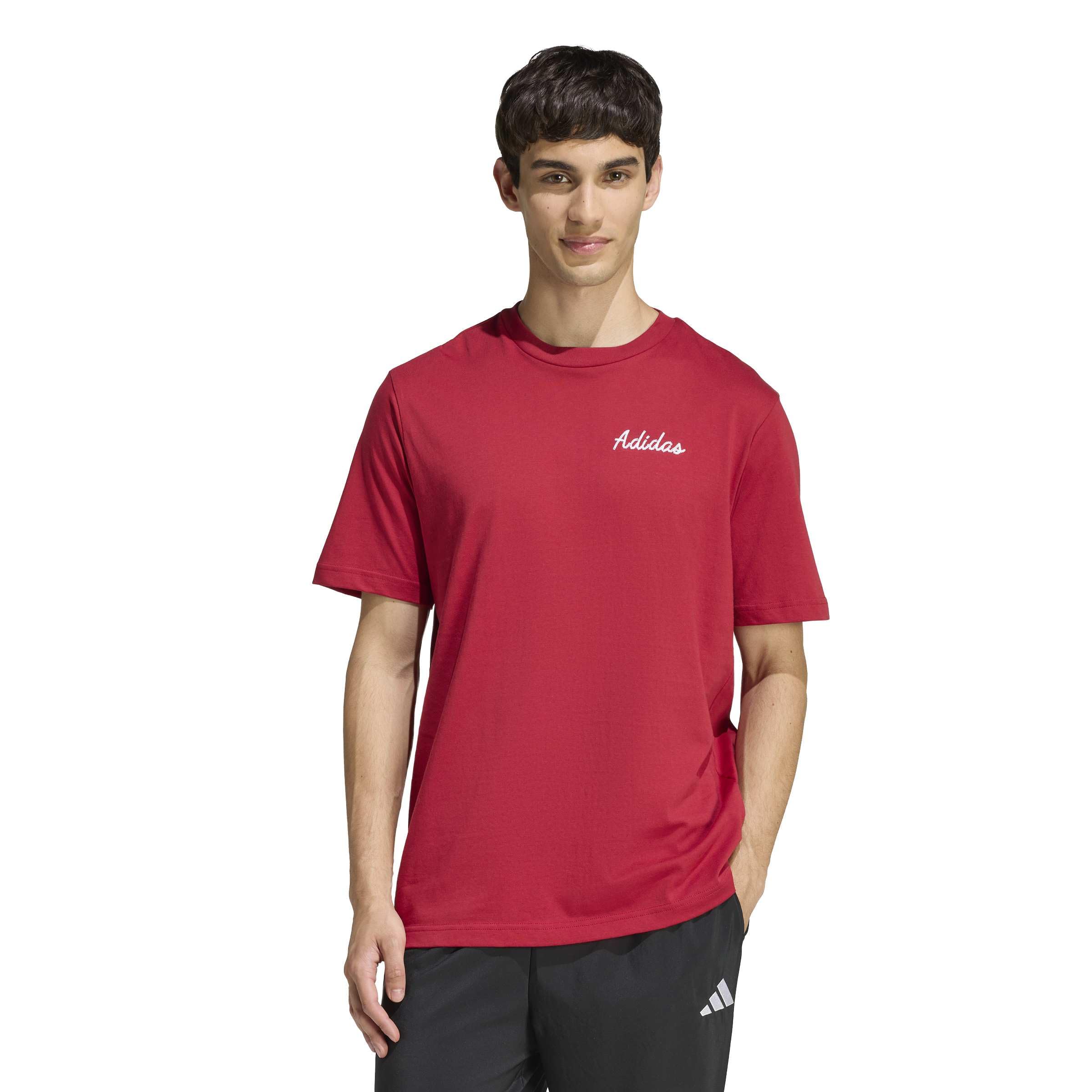 adidas Men's Novelty Bowl Graphic T-Shirt, Active Maroon, M