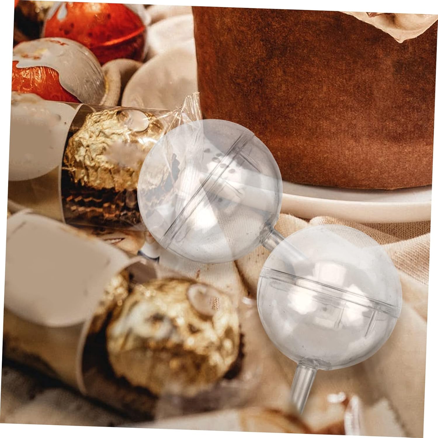 Gadpiparty 1Set Clear Chocolate Truffle Holders Round Candy Wrappers Sticks for DIY Crafts Wedding Birthday Holiday Celebrations for Chocolate Bouquets and Event
