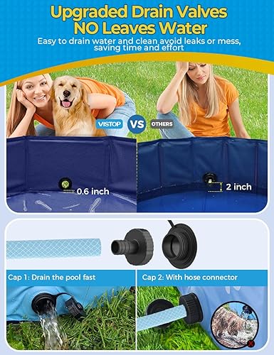 Vista 5 de VISTOP Alberca plegable gigante para perros, piscina portátil de plástico duro para perros, gatos y niños, bañera plegable para mascotas, piscina
