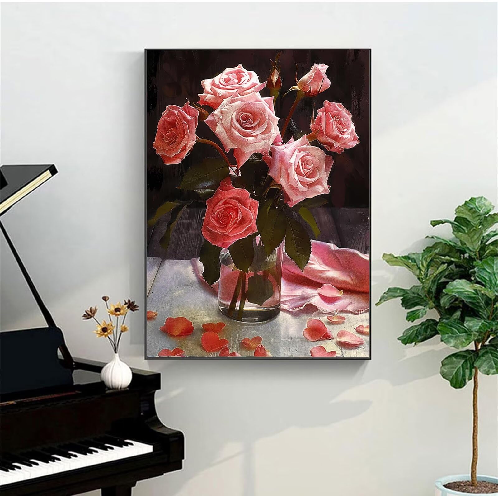 MAXBYE Dipingi Con I Numeri Per Adulti - Kit Tela 40x50cm Limone Rosa Con Pennelli E Pigmenti Acrilici