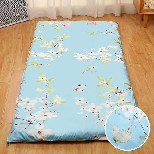 Preboun Funda de colchón de futón con cremallera, 84 x 5880 x 39 pulgadas, cojín japonés para suelo, tatami, tailandés, coreano, para dormir,