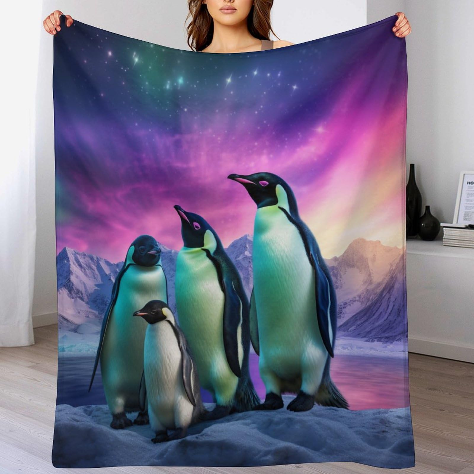 Manta de pingüino mullida y cálida de 180x200 cm el regalo ideal de invierno