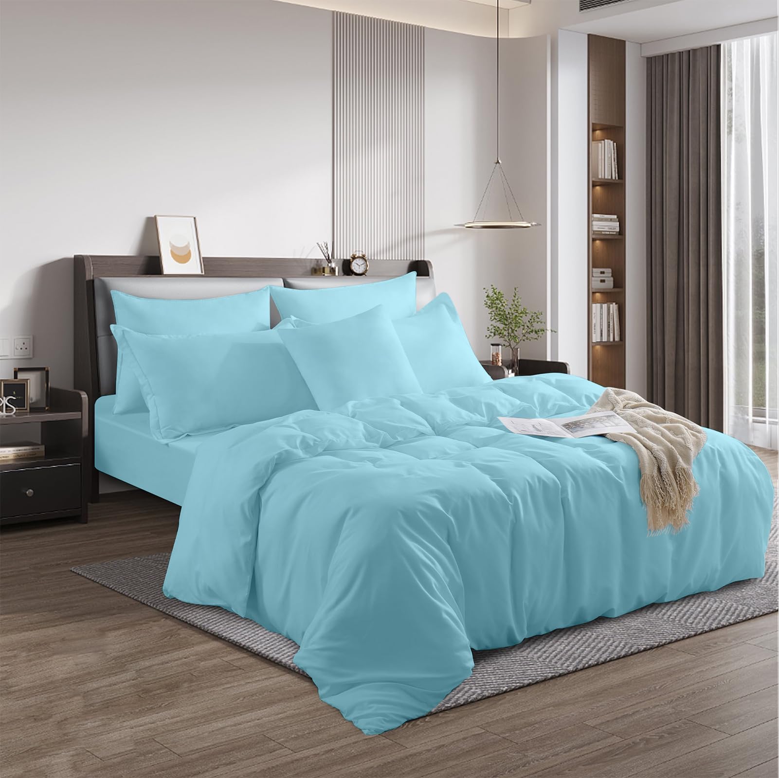 Rohi Aqua Rohi® Single Duvet Cover Set – Soft & Breathable – 180Tc Polycotton Percale Duvet Cover With 2 Pillow Cases (Aqua)
