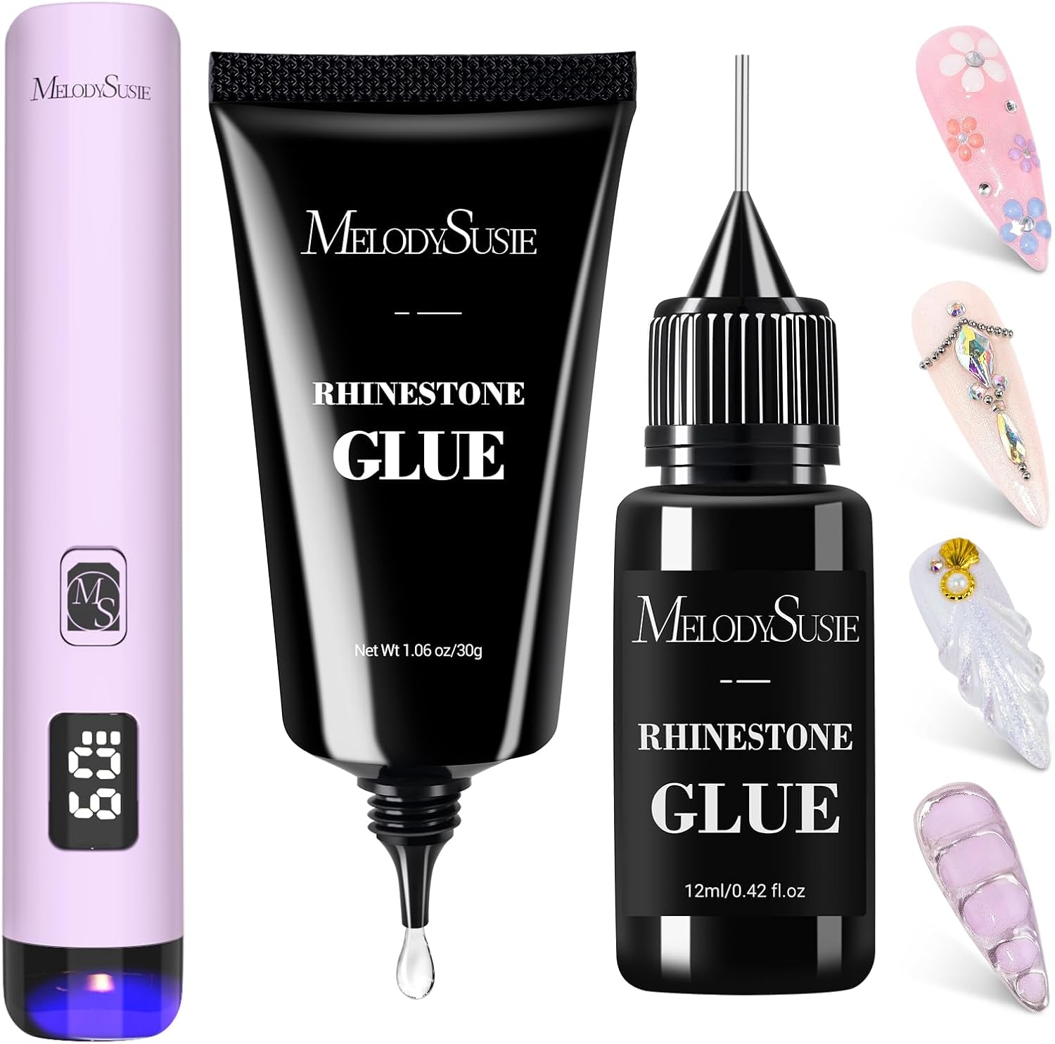 MelodySusie Handheld UV Light for Gel Nails and Nail Rhinestone Glue, ART01R Cordless Gel X Nail Lamp Rechargeable with LCD Display Flash Cure Nail Dryer for Nail Art Design Decoration DIY at Home