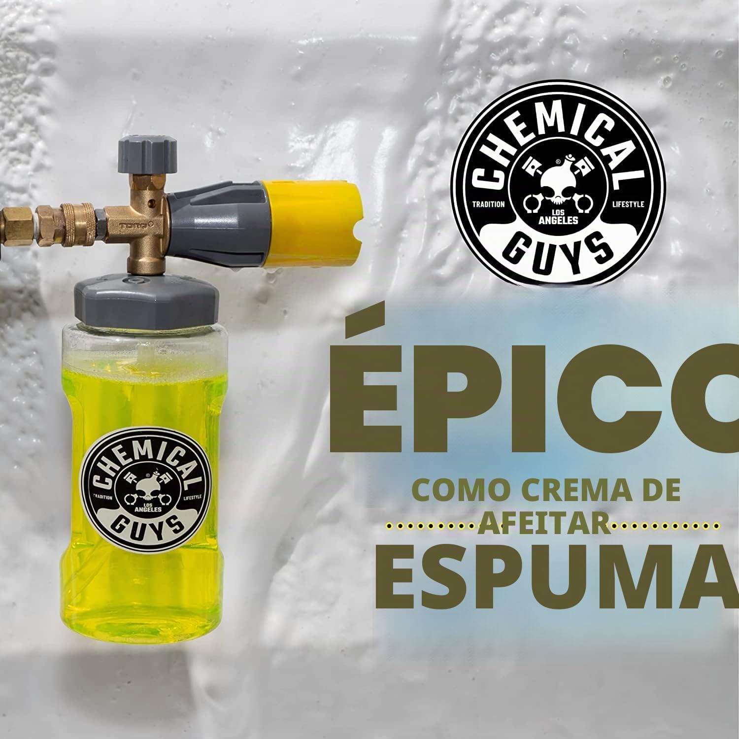Chemical Guys EQP324 Cañón de Espuma de liberación máxima de Boca Grande (Lavado de Coche, Lavado de casa y Barco cañón de Espuma Que se Conecta a tu Lavadora a presión) Botella de 34 onzas