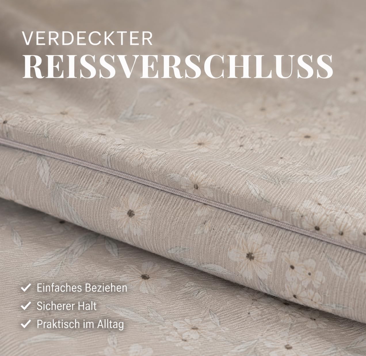 Leonado Vicenti Bettwäsche 4 teilig 155x220 Baumwolle Renforcé Beige Blumen Wendebettwäsche mit Reißverschluss