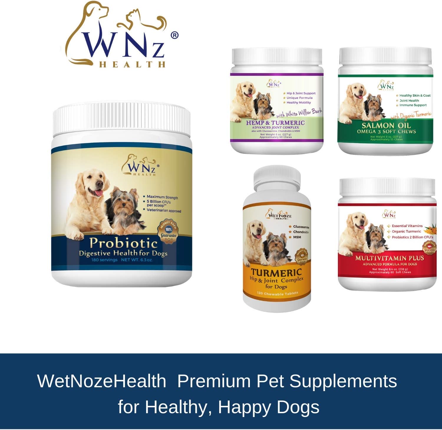 Probiotics for Dogs - Best Relief from Diarrhea Constipation Allergies Bad Breath Itching Gas & Shedding - Canine Probiotic Powder with Acidophilus for Puppies & Adults - Made in USA WetNozeHealth : Pet Supplies