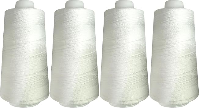 Sewing Thread-4 Spools of Polyester Thread for Sewing Machine for Beginners, Hand Stitching & Quilting-White White, 3000yards