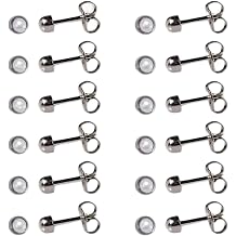 Caflon Pearl Style Stud Earrings | Pearl 3mm / 4mm | 24K Gold Plated/Stainless Steel, Hypoallergenic & Nickel-Safe | Classic Everyday Studs | Bulk Buy | Pack of 12