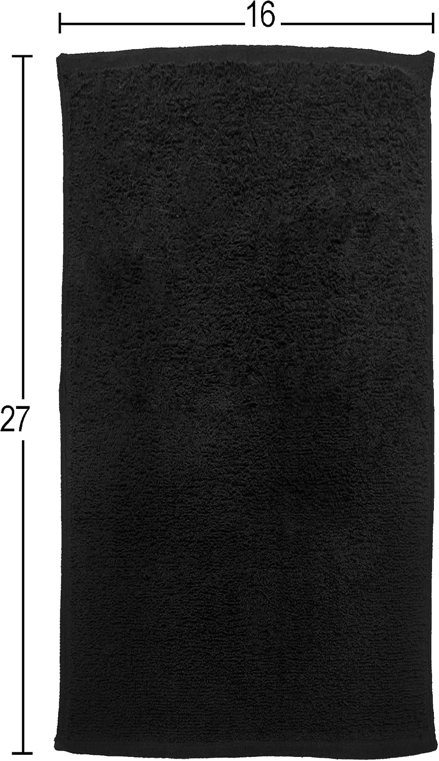 Eurow Ultra-Soft & Absorbent Cotton Salon Towels for Home, Beauty, Gym & Professional Salons, Fast-Drying for Hair, Hands & Spa Use, Durable & Machine Washable, 16" x 27", 24-Pack, Black
