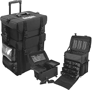Kemier Studio Makeup Case 2 in 1 omnidirektionale Räder, Professioneller Aufbewahrungswagen für Kosmetika, Kosmetik-Organi...