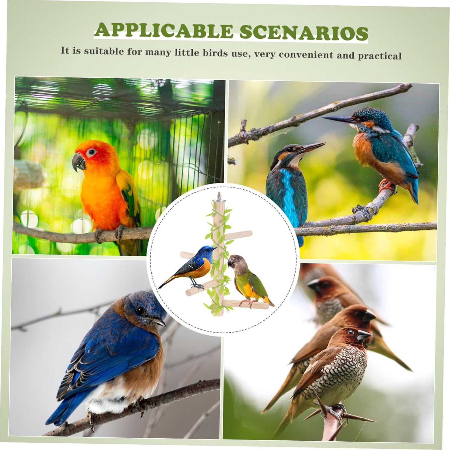 BESPORTBLE 1pc Solid Multi-Forked Parrot Stand Rack Easy to Assemble Bird Cage Accessory for Pet Birds Space-Saving Design for Play and Entertainment -Fork Leaf Style