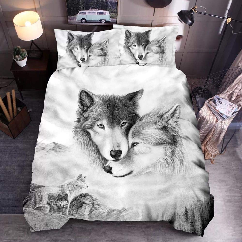 Housse de couette 230x260 motif animal et taie d'oreiller AB16