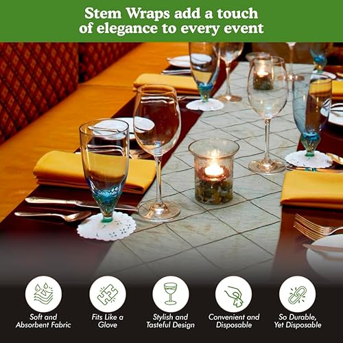 Miniatura 3 de Regency Wraps Fundas de tela desechables absorbentes para las bases de los anteojos con tallo 425 pulgadas paquete de 12 color blanco