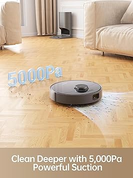 D10s Plus Robot Aspirador y Friegasuelos con Vaciado Automático DualBoost 1.0, AI Action, LDS, 5.000Pa, Autonomía de 280 min, Videovigilancia y Control de la App para Alfombras y Más3