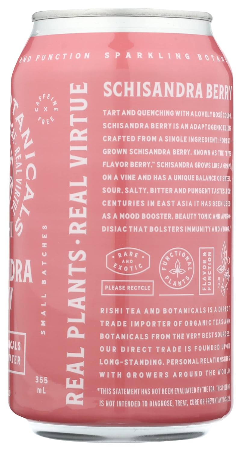 Rishi Tea Schisandra Berry Sparkling Beverage, Gluten Free, Non GMO, 12 Fluid Ounce (Pack of 12)