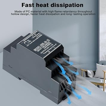 DEWIN Switching Power Supply, DIN Rail Transformer HDR-30-12 DC 12V 2A 30W DIN Rail Power Supply