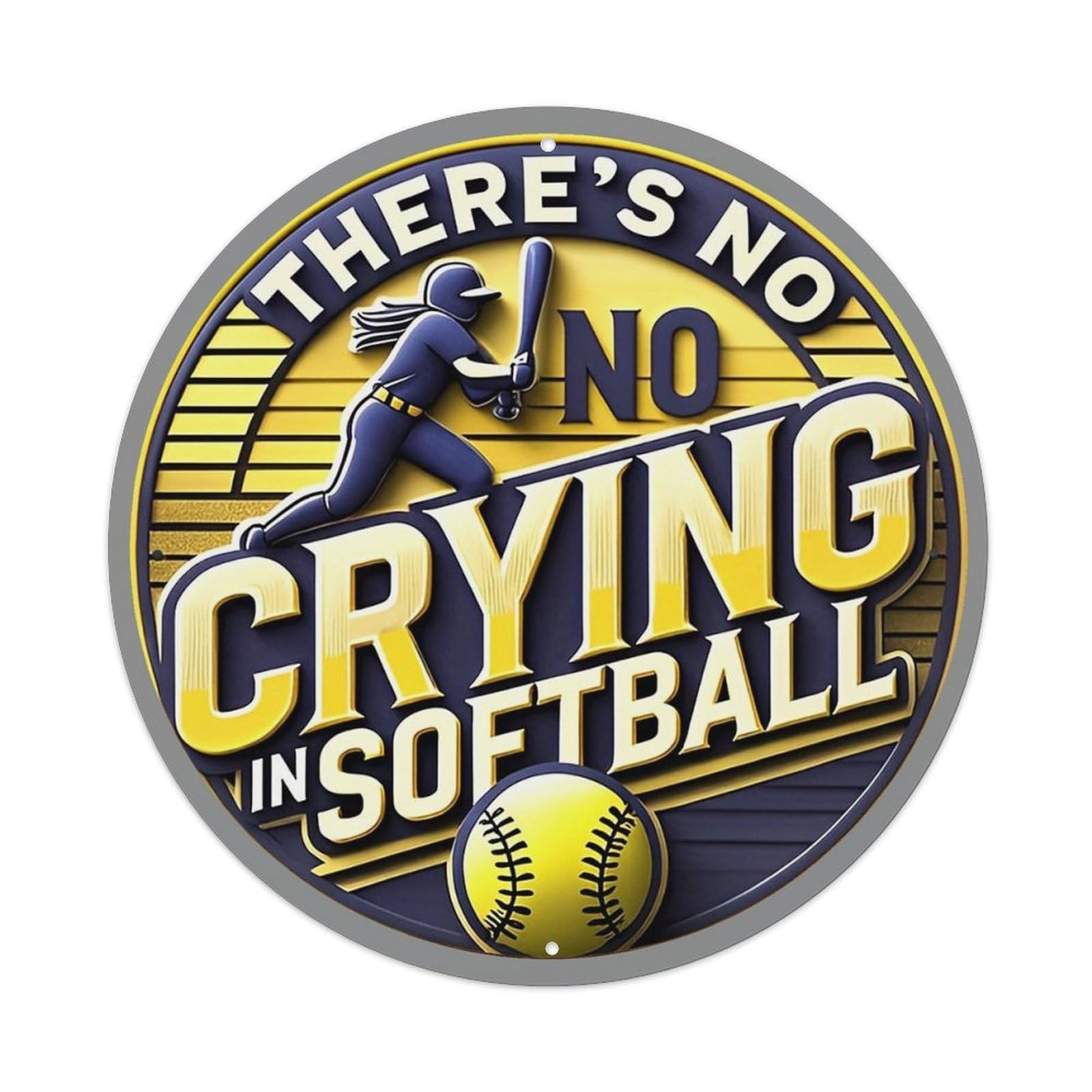 There Is No Crying In Softball Retro Metal Tin Sign, Vintage Metal Poster for home, Gaming Room, Studio Workshop,Bar,Garage Wall Art Decor 8x8 inch