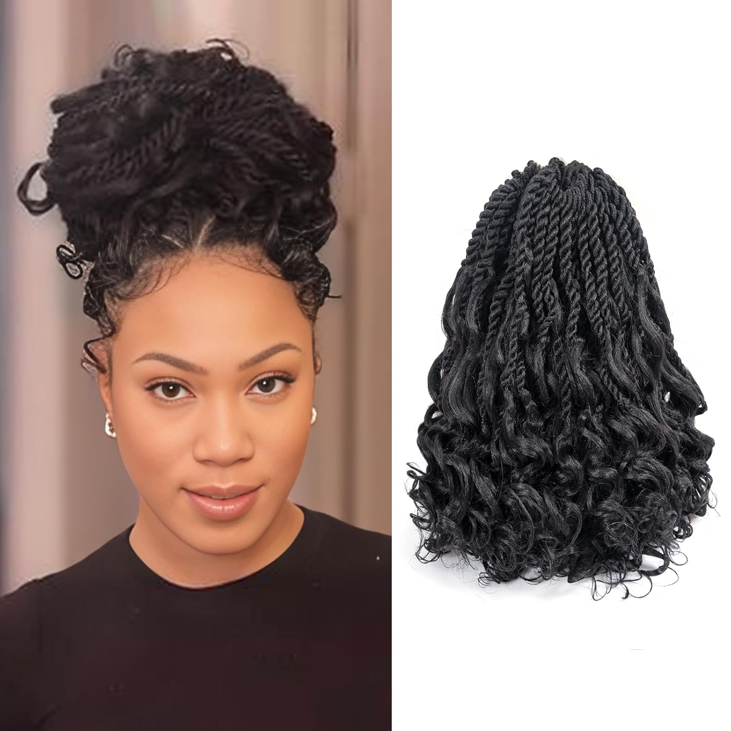 ToyoTress Boho Island Twist Crochet Hair - 14 Inch 8 Packs Natural Black Boho Havana Twist Crochet Braids Synthetic Braiding Hair (14 Inch,1B-8P)