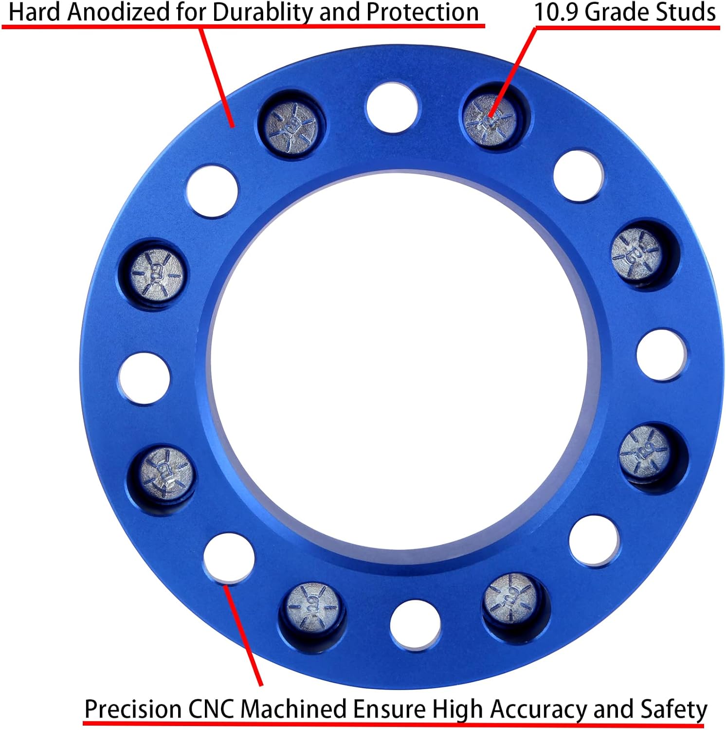 2pcs 8x6.5(165.1) Forged Wheel Spacers, 1.5" thickness, 126.15mm hub with 9/16-18 studs, Compatible with Dodge 8 Lug 8x165.1 for 1994-2010 R-A-M 2500 3500 | 1988-1998 F-2-5-0 F350 (9/16" Lugs) , Blue