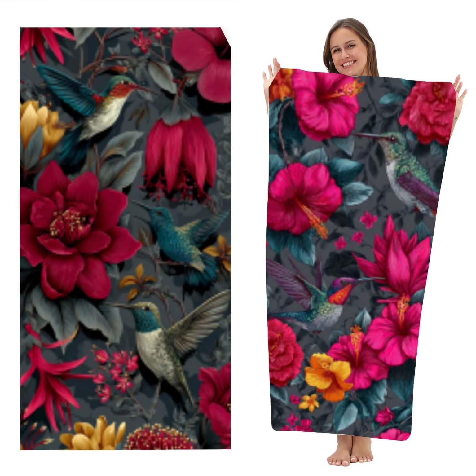 Ręcznik plażowy XXL, zestaw 2 szt., ręcznik z mikrofibry, ręcznik plażowy 220 x 100 cm, szybkoschnący, cienki ręcznik plażowy, lekki ręcznik kąpielowy, koc plażowy, bez piasku, ściereczka z mikrofibry