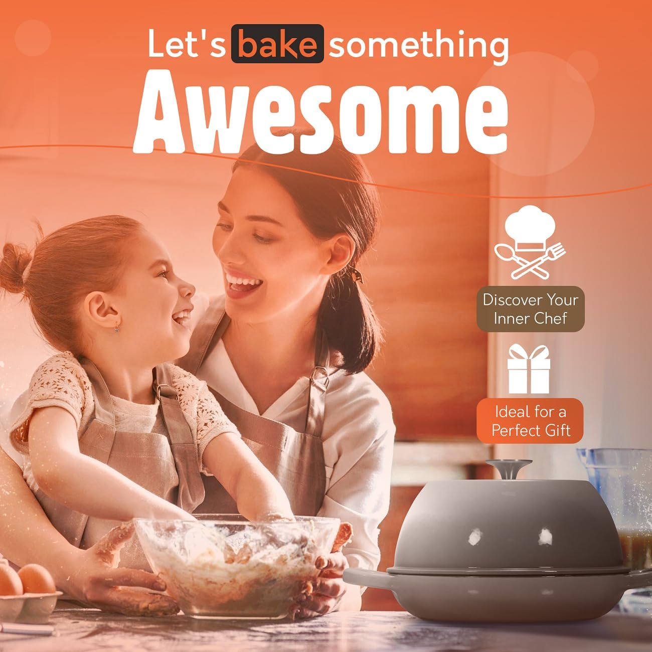 Enameled Cast Iron Dutch Oven for Sourdough Bread Baking | 6 Quart Pot with Lid | 10 Inch Ceramic Enamel Thick Coated Cookware Set with Non Stick Silicone Baking Mat for Cooking | 6 Qt | White