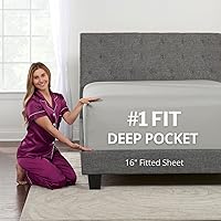 Vista 35 de DeaLuxe Kids Twin Deep Pocket Fitted Sheet - White - Microfiber - 16' Deep - Twin Size 39' x 75' - Perfect Fit for 14'-18' Mattresses