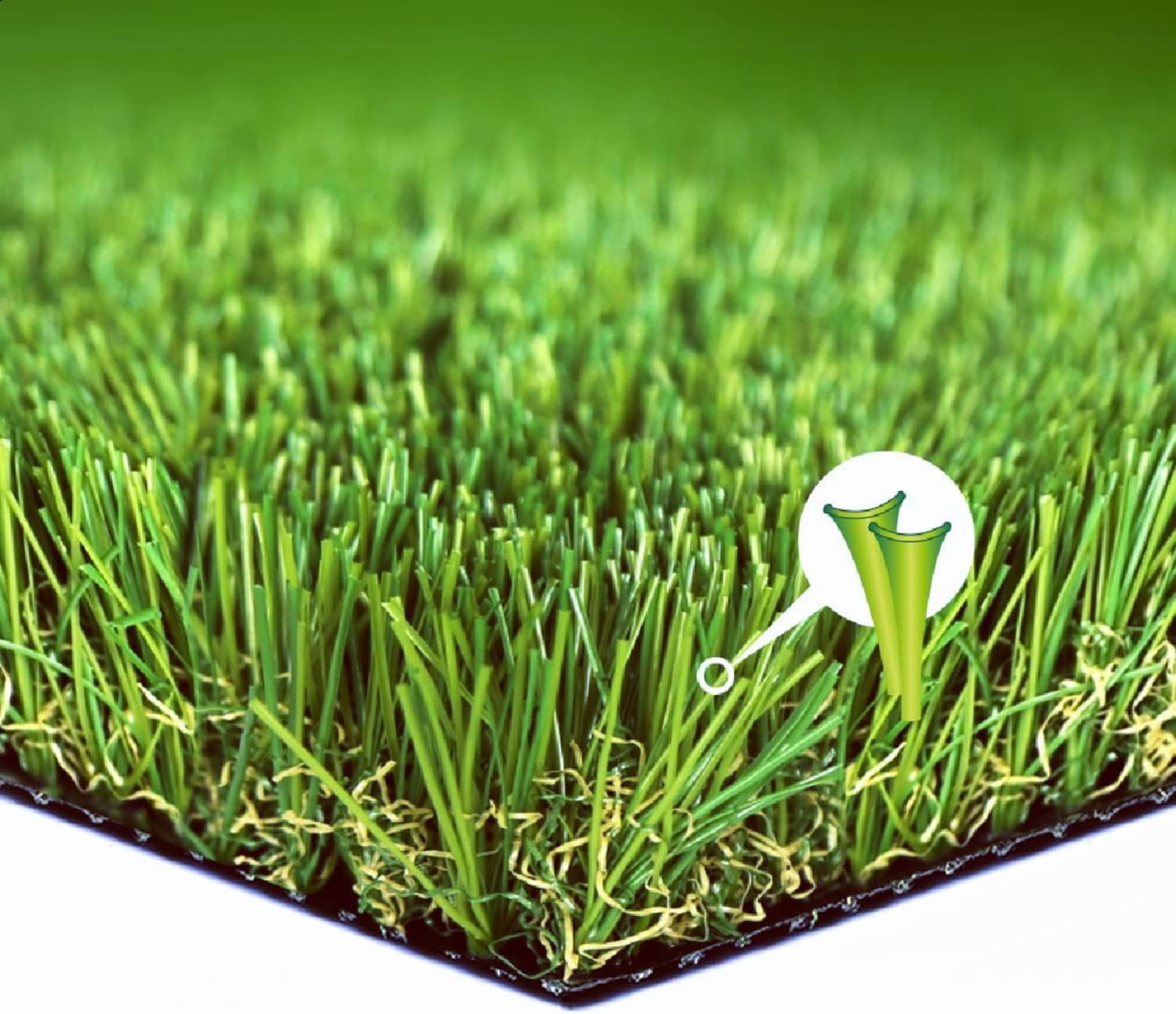 Artificial Grass Turf, 1ft x 6ft (6 ft²) 1.38 in Pile Height Indoor Outdoor Synthetic Realistic Faux Fake Astroturf Rug Carpet Mat for Balcony Decor Playground Patio Dogs