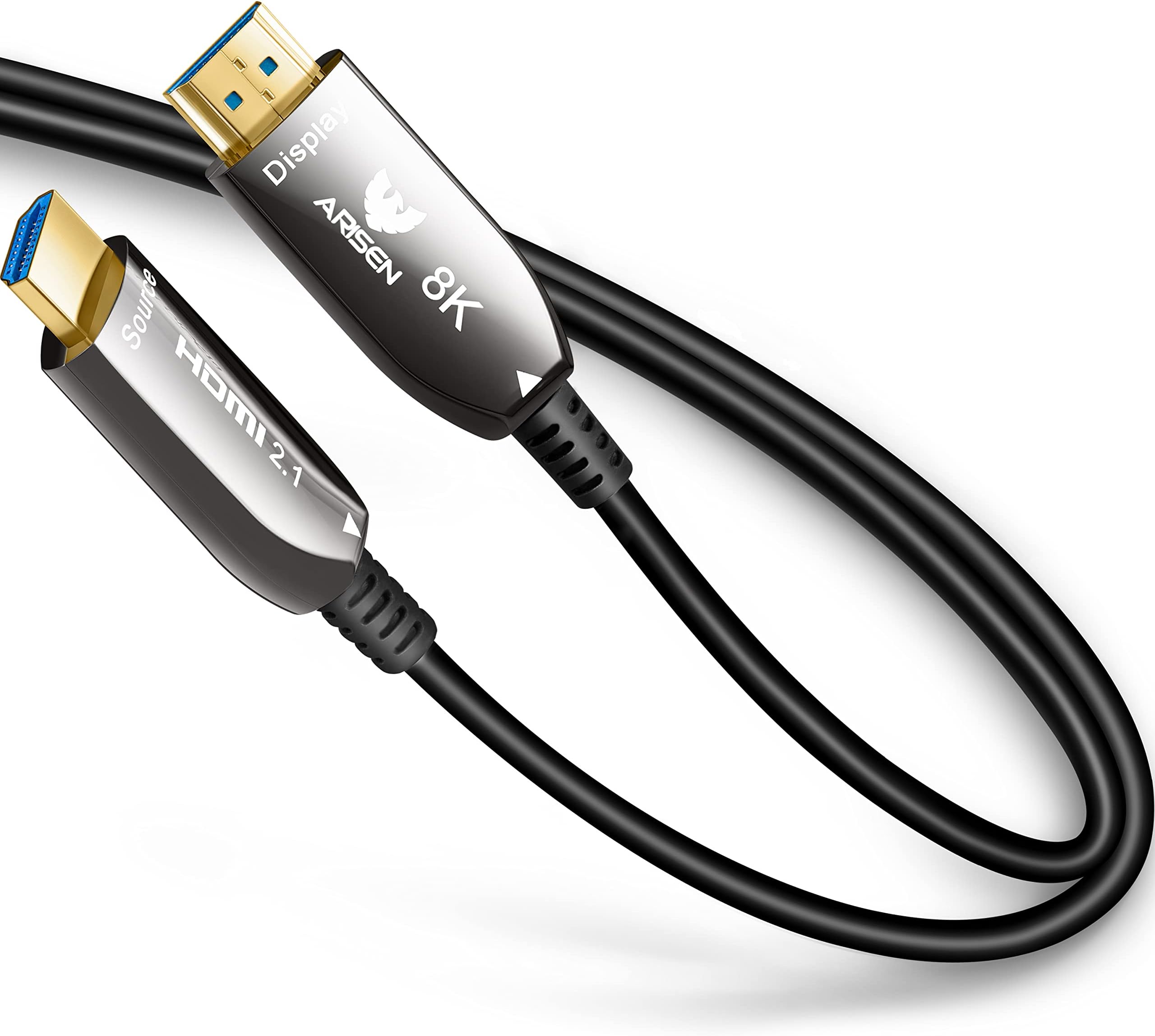 8K HDMI Fiber Optic Cable 35ft, 4K120 8K@60Hz HDMI 2.1 Cable, ARISEN 48Gbps Ultra High Speed Slim HDMI Optical Audio Cable HDMI Cord, eARC HDR10 HDCP 2.2 Compatible with PS5 Xbox TV Projector