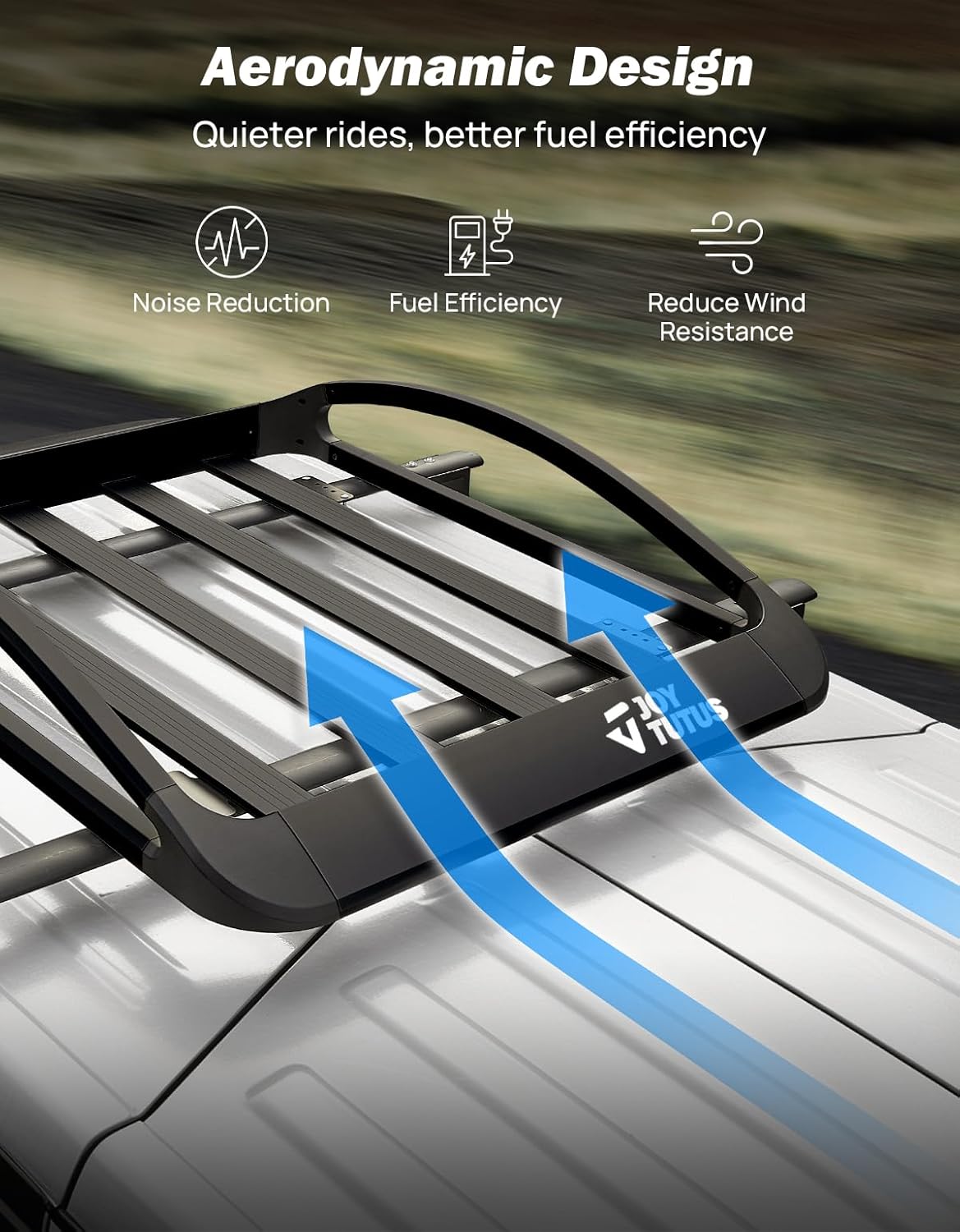 JOYTUTUS Rust-Resistant Aluminum Roof Cargo Basket, 47" x 40" x 8", Lightweight Roof Rack Carrier, Universal Roof Cargo Basket with 150 lbs Load Capacity, Fits SUVs, Trucks, and Cars, Black