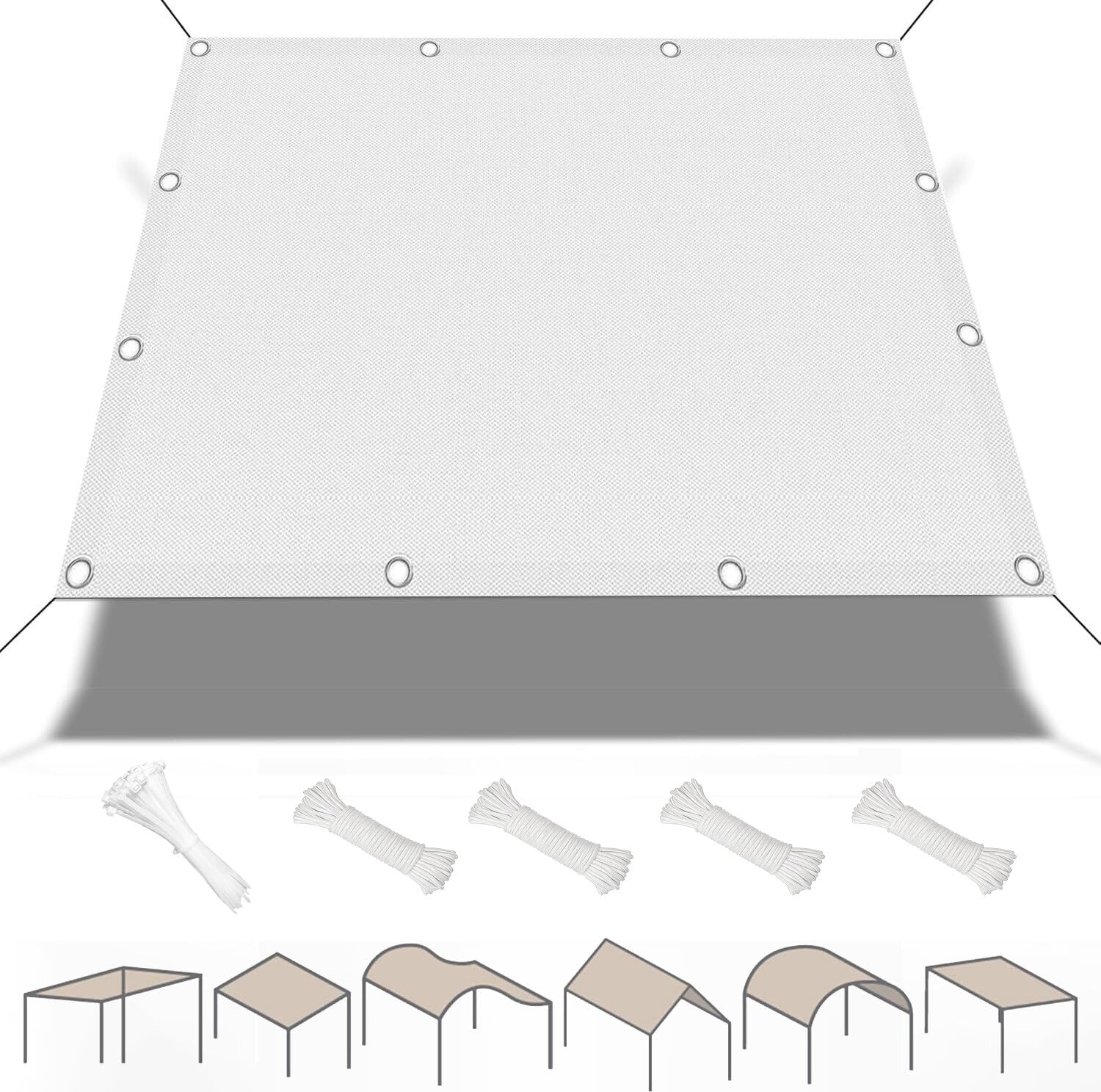 Voiles d'ombrage anti-UV avec oeillets de fixation pour terrasse