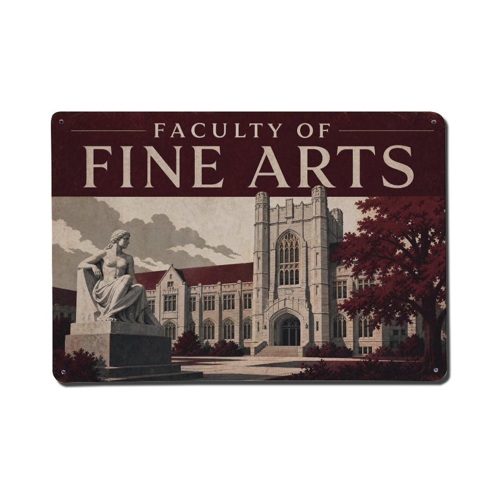 Yrnq 08X12inch Vintage Style Vintage Faculdade Belas Artes University Portugal Metal Tin Sign