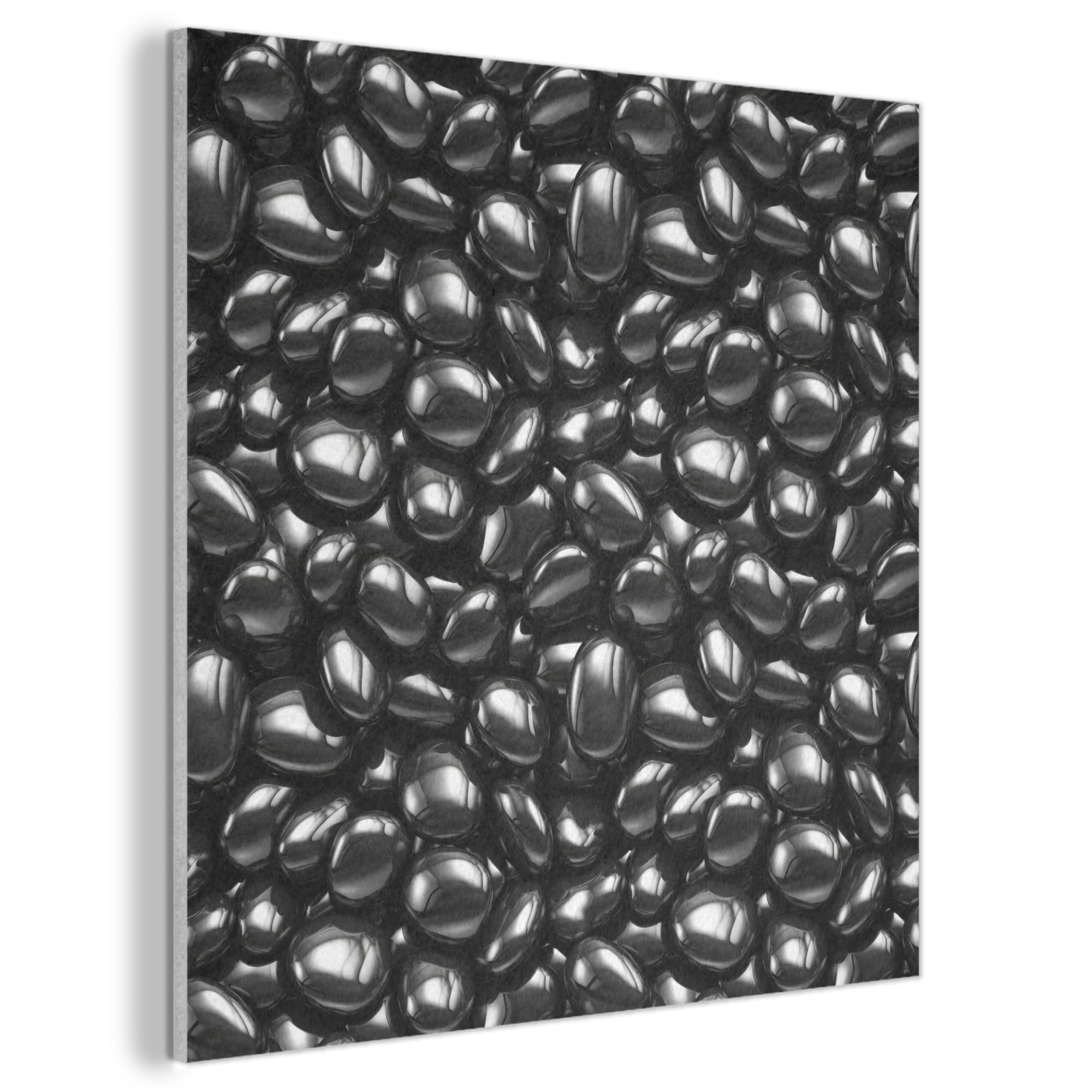 MuchoWow© Pannelli Fonoassorbenti Parete Acustici 90x90 cm Insonorizzanti Pannello Fonoassorbente Design Isolante Acustico Fonoisolanti Insonorizzazione Stanza Nero - Lucido - Pietre