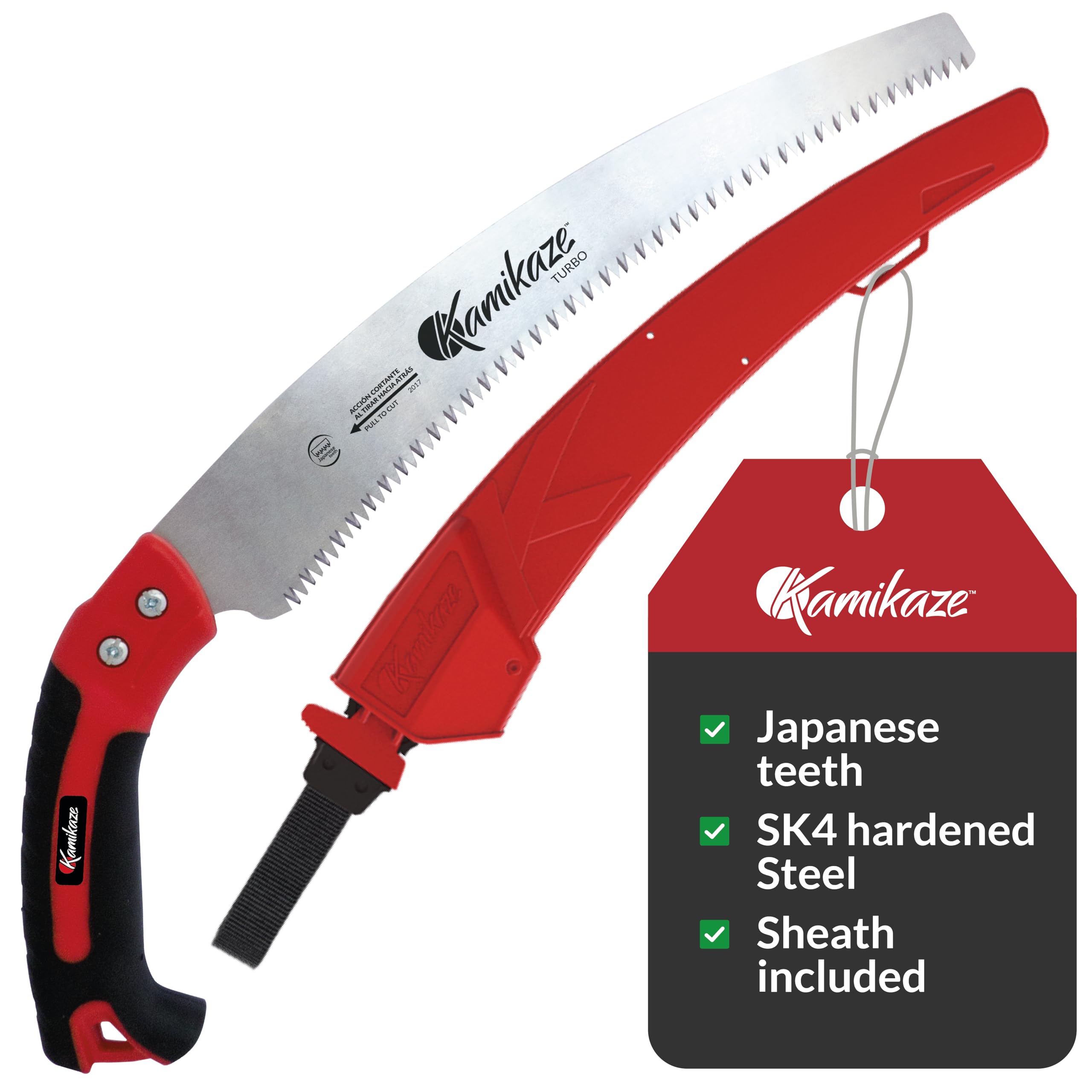 EZ Kut Kamikaze Saw Curved Blade with Scabbard - 19.3 Inch Heavy Duty Pruning - Carbon Hardened Steel Japanese Technology- Best Pruning Saw for Tree Trimming