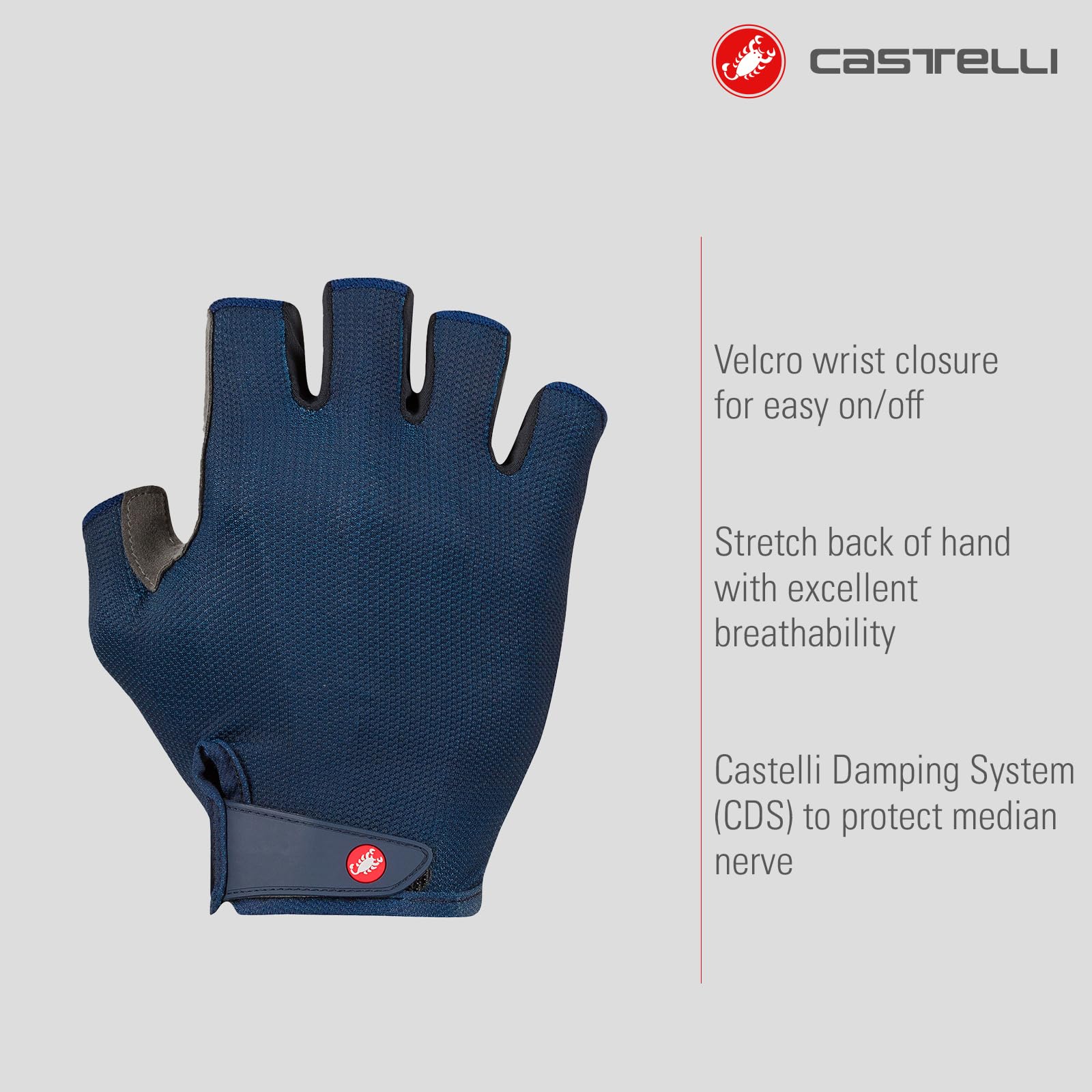 CASTELLI Competizione 3 - Guanti da ciclismo traspiranti a dita corte con imbottitura in schiuma e impugnatura in silicone