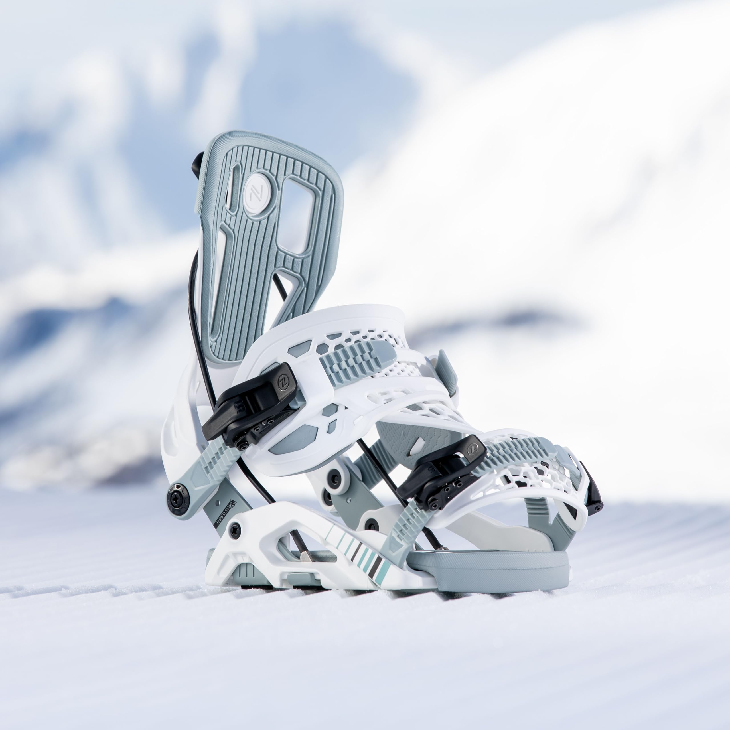 Fixations de Snowboard Nidecker Flow Fuse Hybrid Système à Double entrée avec Sangle Hybride et Base en Nylon rempli de Verre