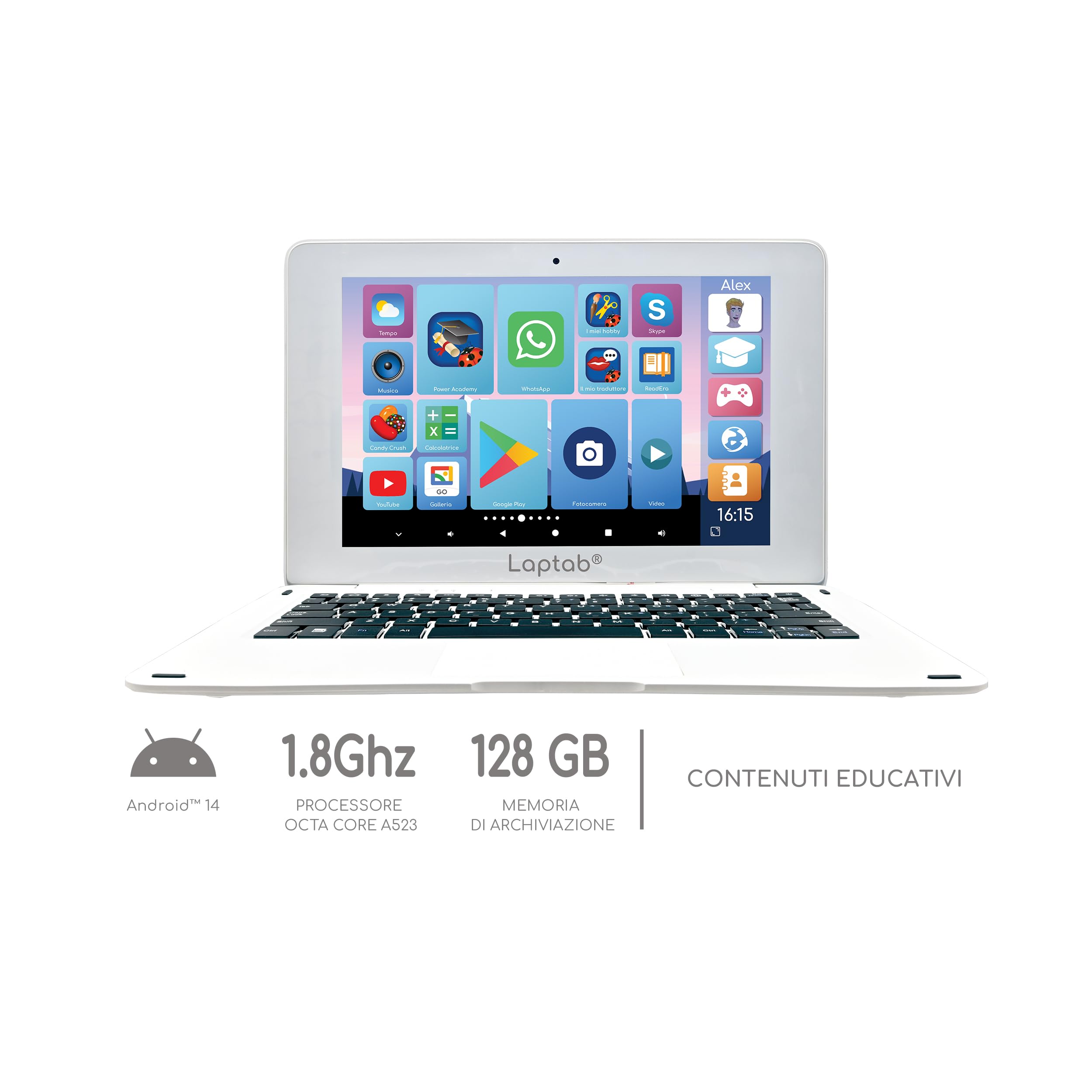 Lexibook LAPTAB® 10, Portátil con Pantalla táctil, Diseñado para Toda la Familia, Contenido Educativo y Divertido, Powered by Android™, Control Parental, Ultra Delgado y Ligero, LT10IT