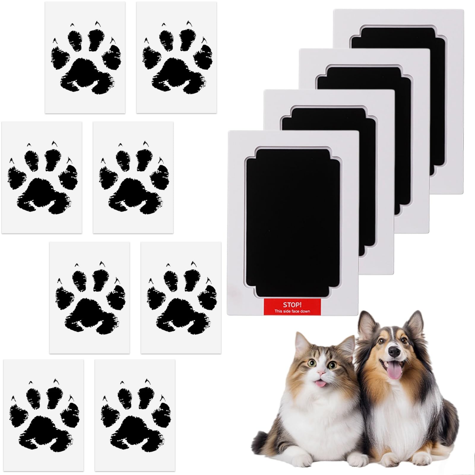 Paw Print Kit for Dogs & Cats, 4 Inkless Print Pads, 8 Imprint Cards, Dog Paw Print Kit, Pet Paw Stamp Pads,Paw Print Family Keepsake Kit,Pet Paw Print Inkless Print for Dogs&Cats,No-Wash Print Pad