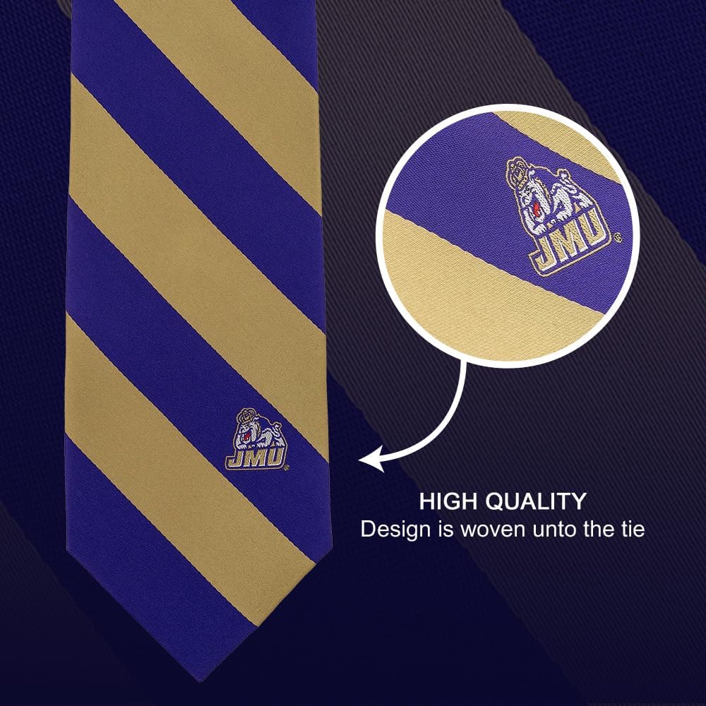 Desert Cactus James Madison University Neck Tie JMU Dukes 100% Polyester Necktie with Logo, Officially Licensed (Tie C)