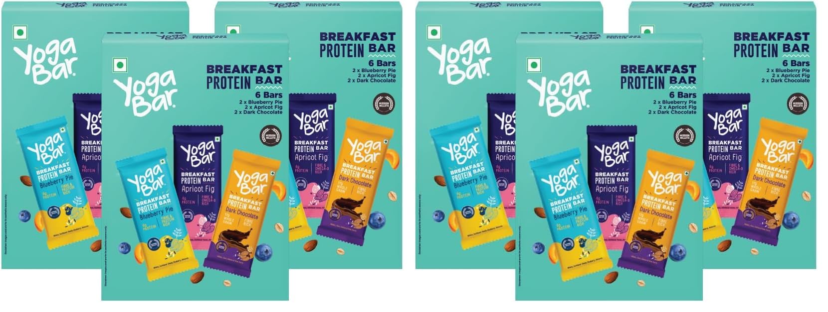 Yogabar Breakfast Protein Bars, 18 Assorted Bars | High Protein All in One | No Preservatives - No Artificial Flavours | Meal Replacement Bar (Pack of 2)-image-19