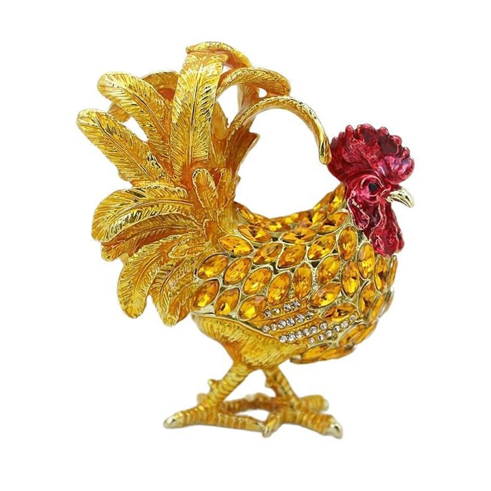 Rooster Decor Storage Holder, Alloy Trinket Box with Open Cavity for Small Jewelry on Vanity, Desk, or Entryway Rooster Trinket Box Jewelry Holder Tabletop Organizer Small Storage Dresser Decor Vanity