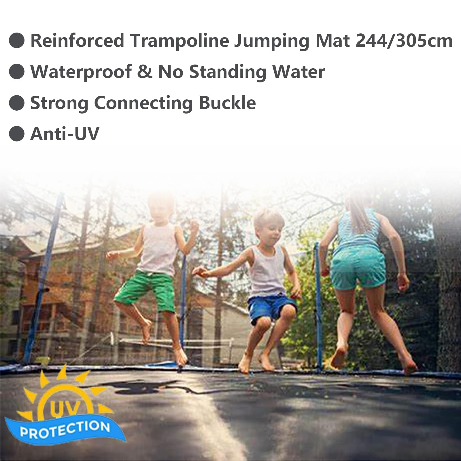 Tapete de Repuesto para Trampolín Ø 305/244cm, Accesorios Exterior jardín Cama elástica Infantil, Colchoneta de Trampolín Rebote, Resistente al Agua, Resistente a los Rayos UV